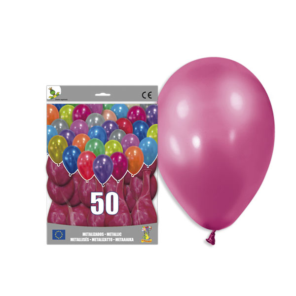 Globo Metalizado Fucsia 14" - Bolsa 50 unidades