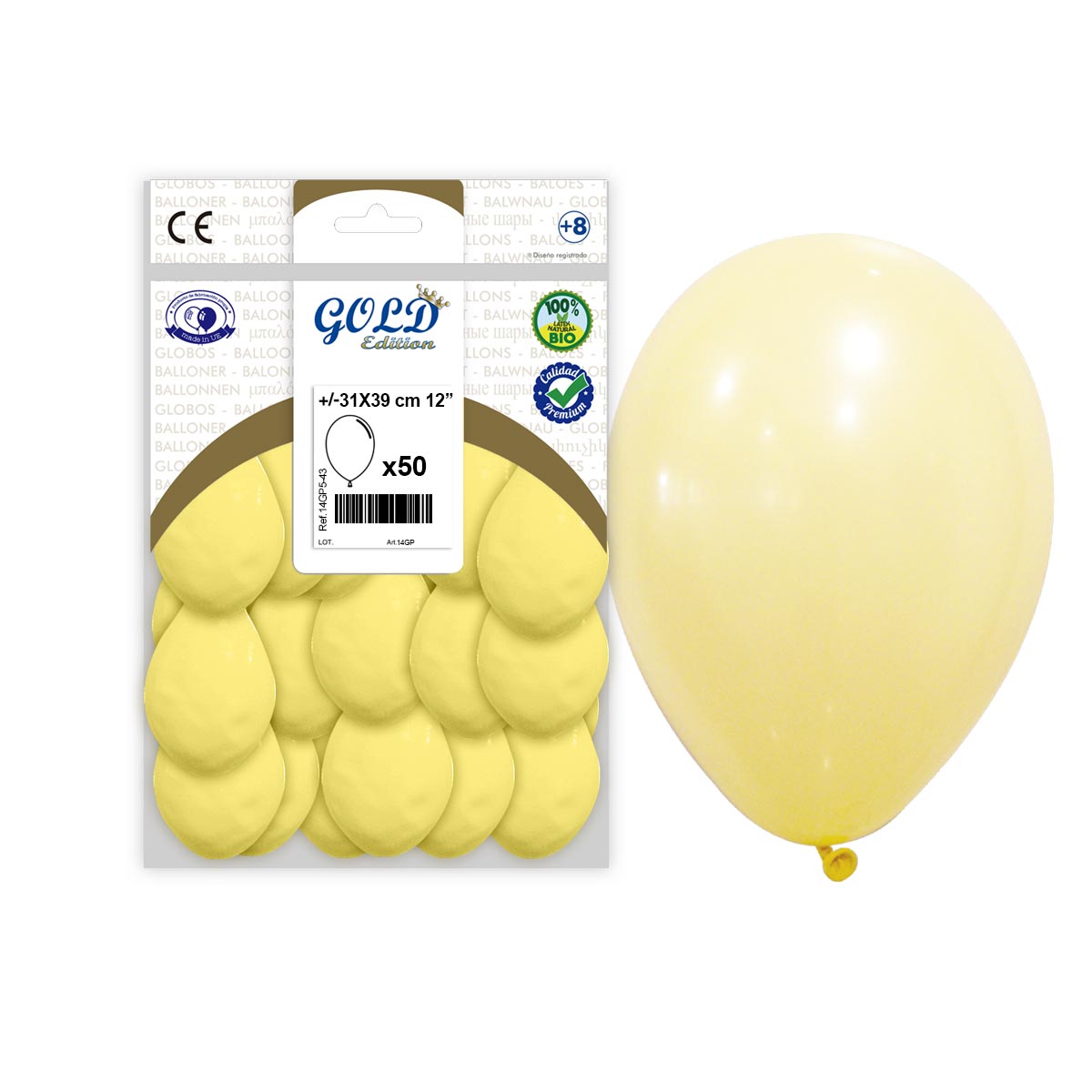 Globos pastel amarillo claro 12" (31x39 cm) - Bolsa 50