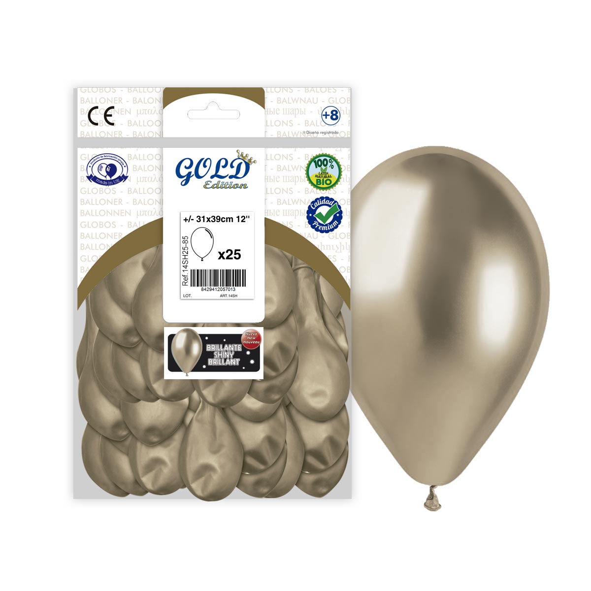 Globos de látex espejo mix 12" (bolsa 25)