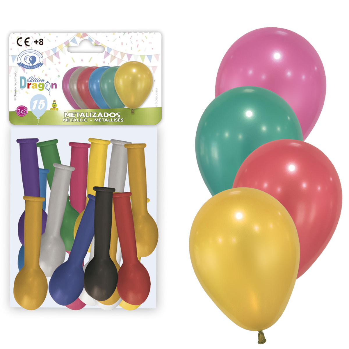 Bolsa 15 globos metalizados surtidos
