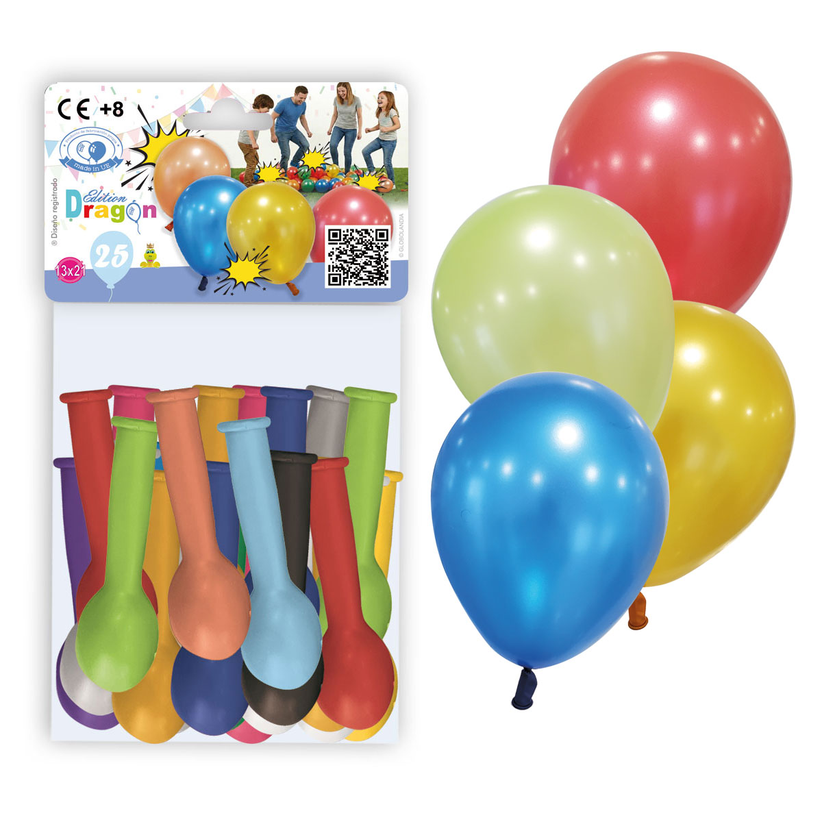 Globos metalizados surtidos Edition Dragon, bolsa de 25