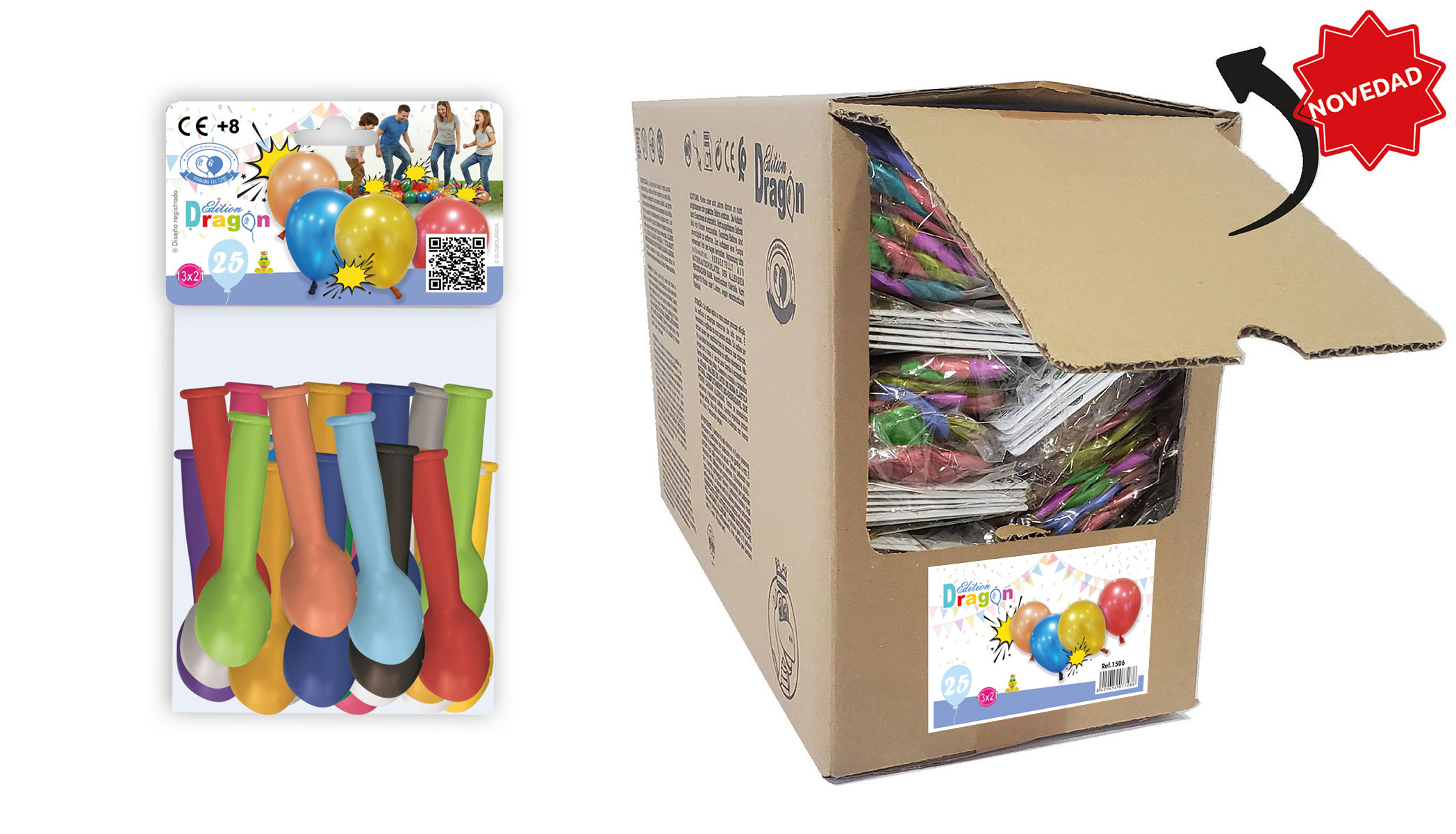 Bolsa 25 globos metalizados colores surtidos Edition Dragon