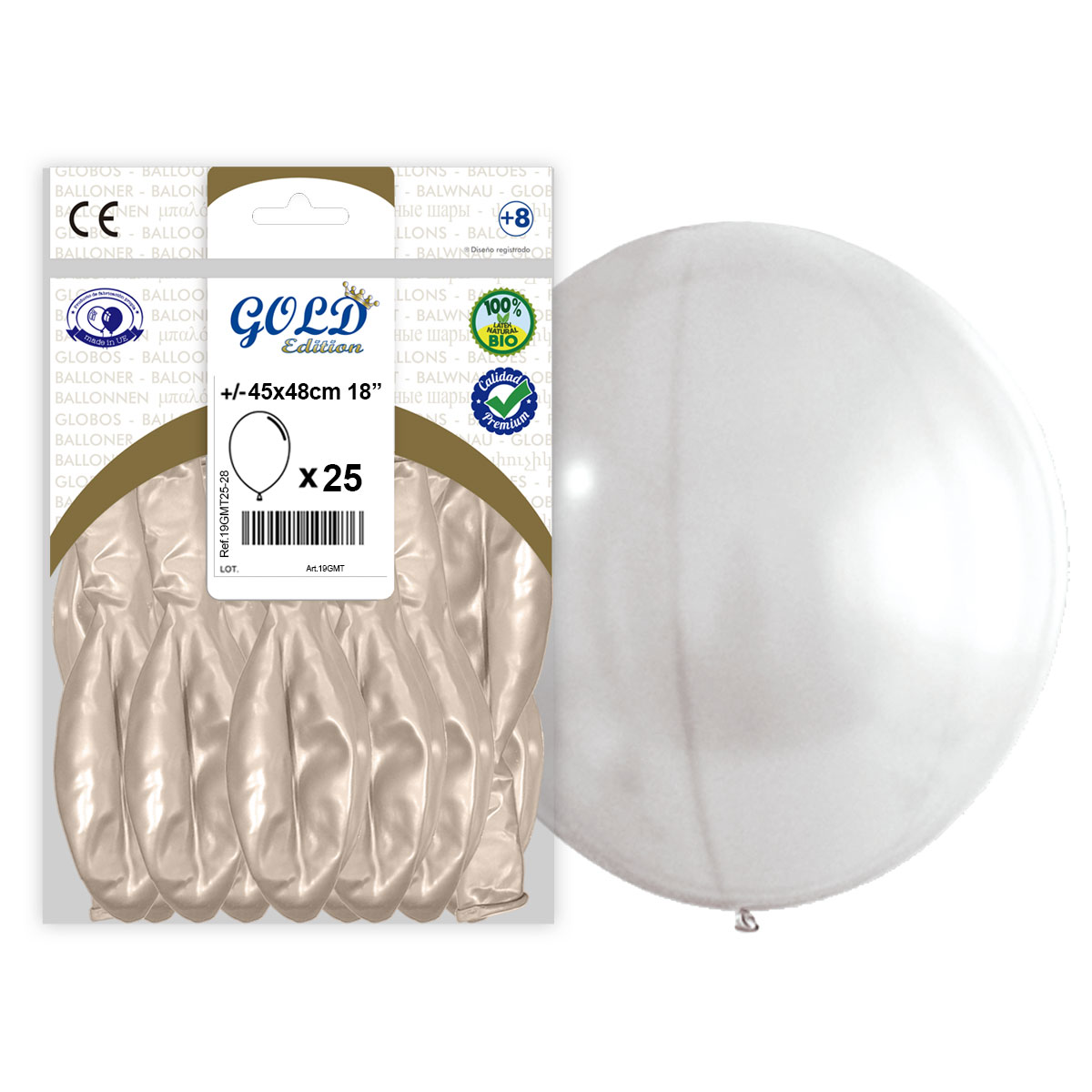 Globo Látex 45x48 cm Perla Metalizado Gold Edition - Bolsa 25 uds.