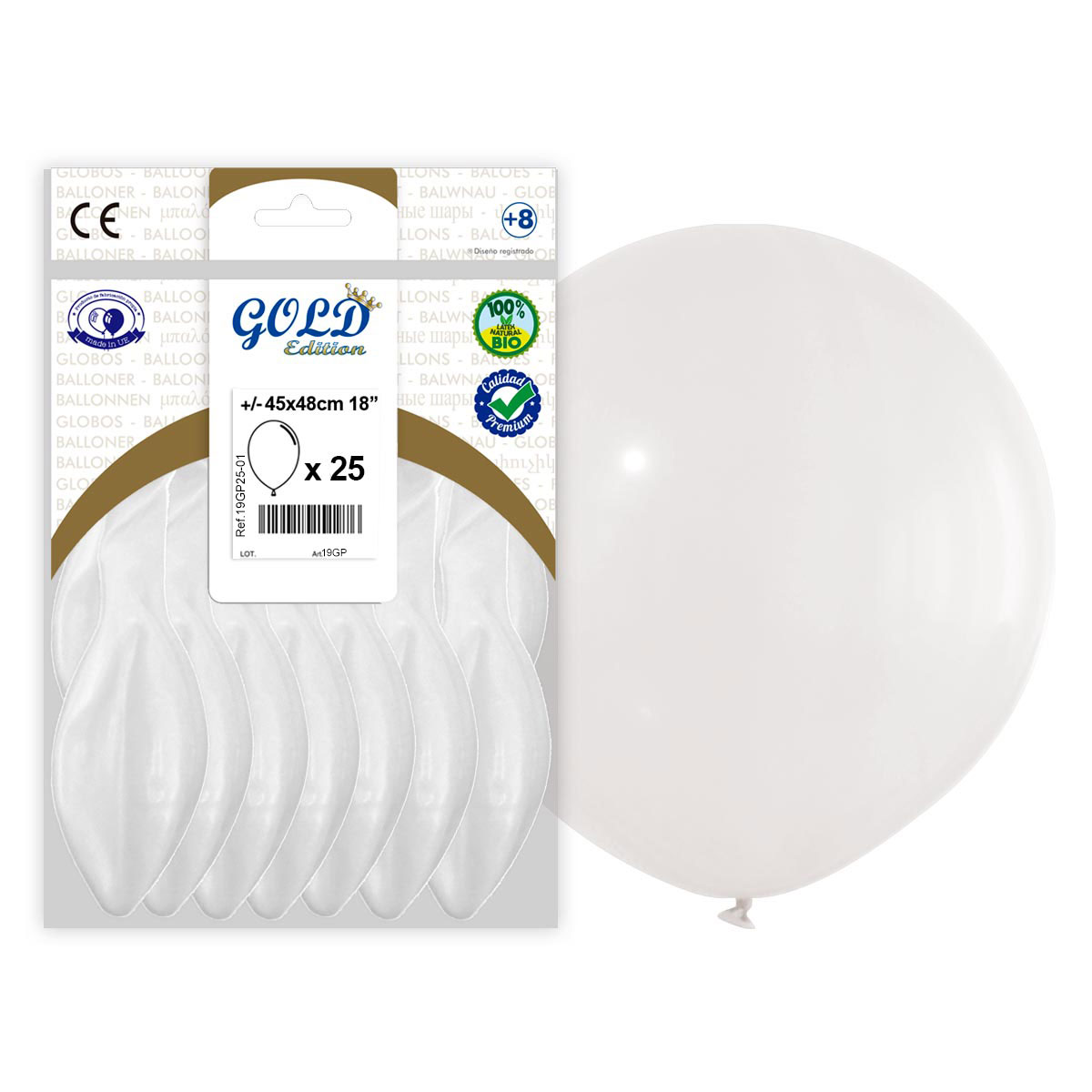 Globos de látex 18" 45x48 cm Gold Edition – bolsón de 25 unidades