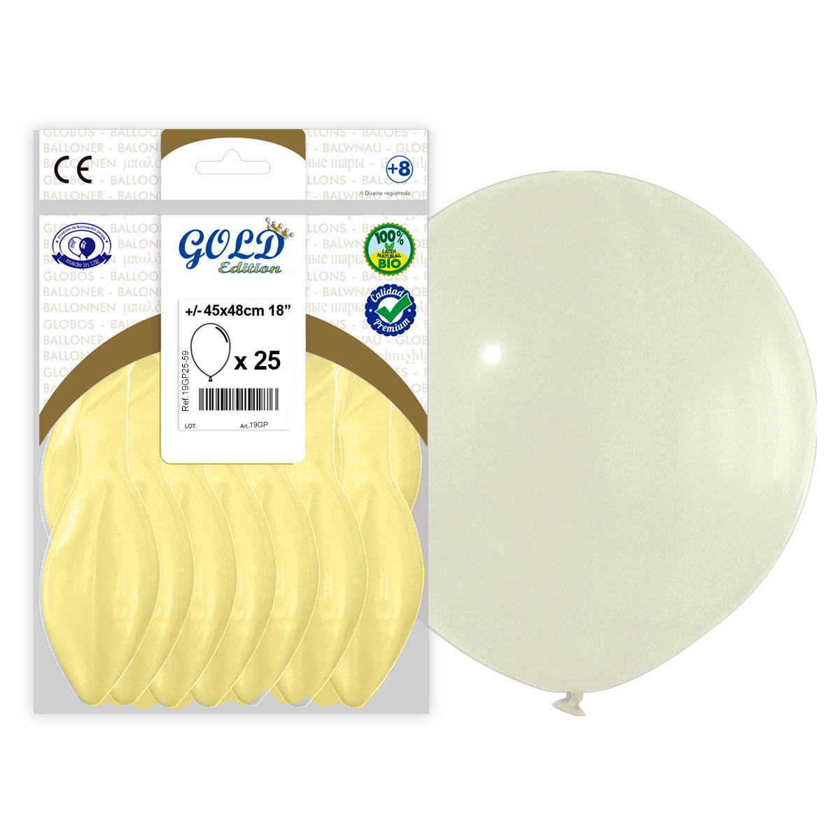 Palloncini Avorio 45 cm (18") Gold Edition – Busta da 25