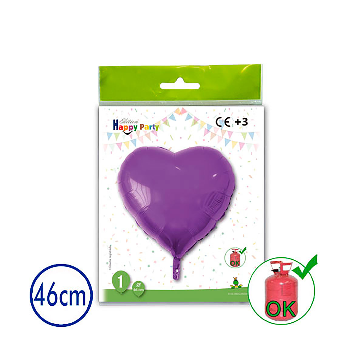 Globo de poliamida corazón lila 46 cm