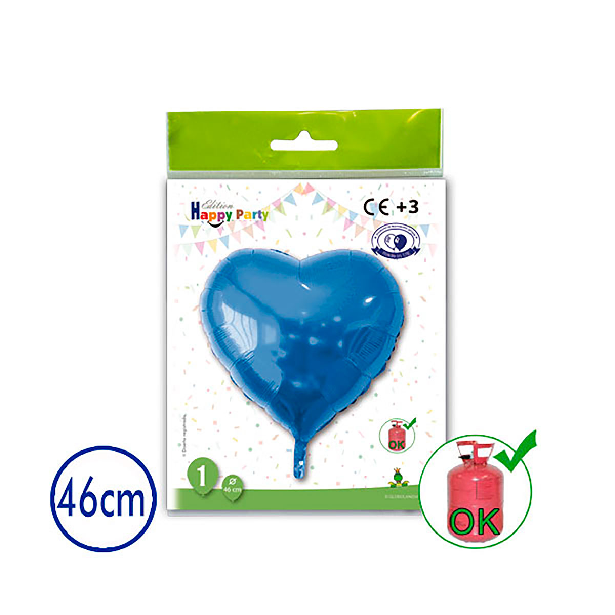 Globo de poliamida corazón azul 46 cm