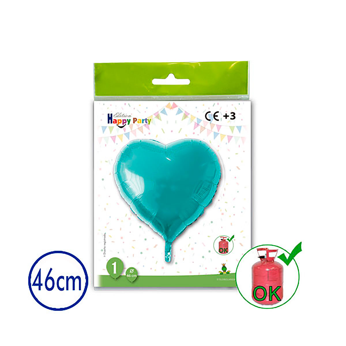 Globo de poliamida corazón agua marina 46 cm