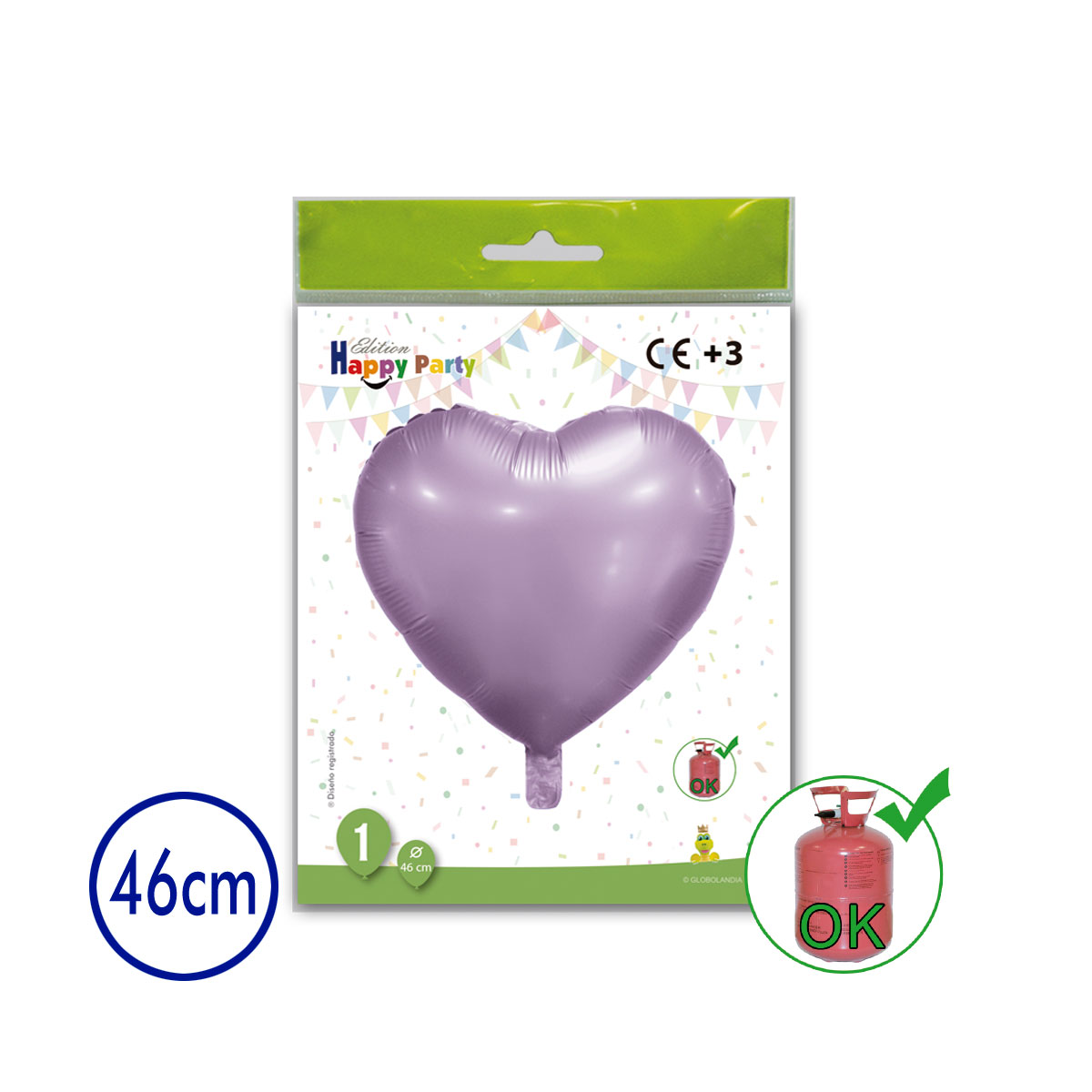 Globo de poliamida corazón 46 cm lavanda