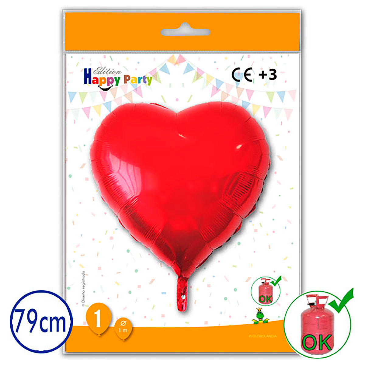 Globo de poliamida corazón rojo 79 cm