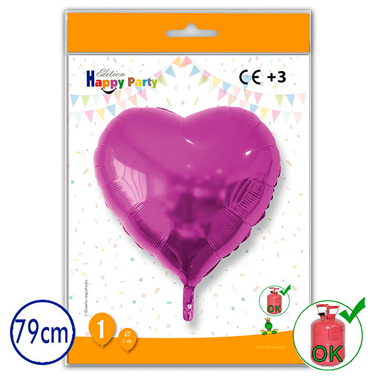 Globo poliamida corazón rosa 79 cm
