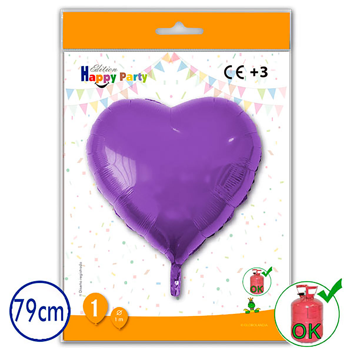 Globo poliamida corazón lila 79 cm