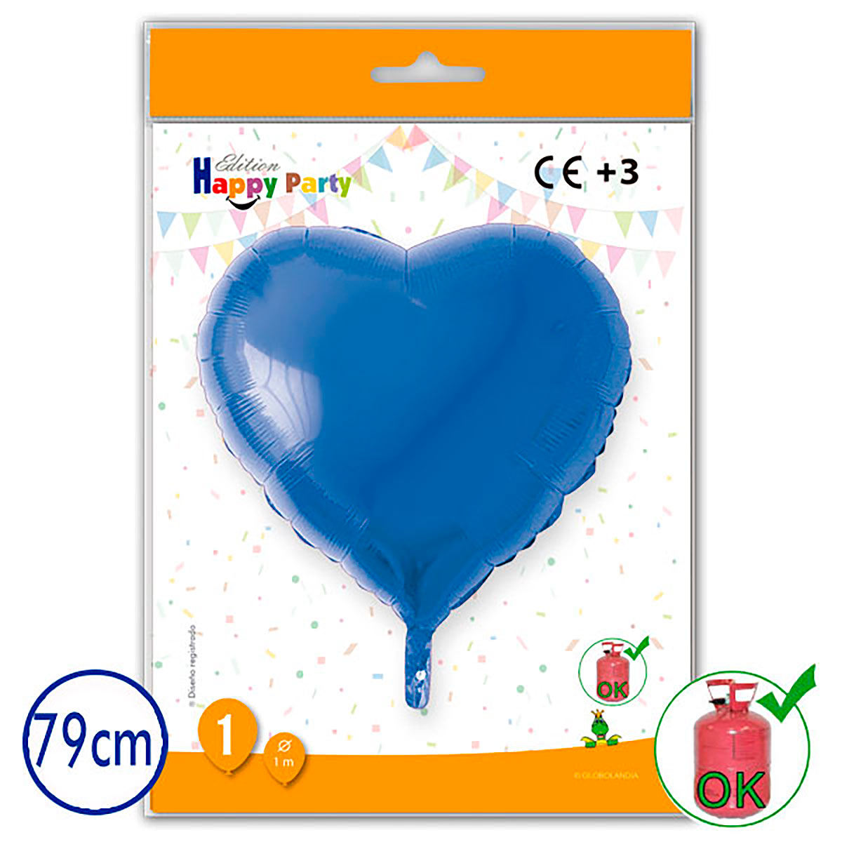 Globo poliamida corazón azul 79 cm