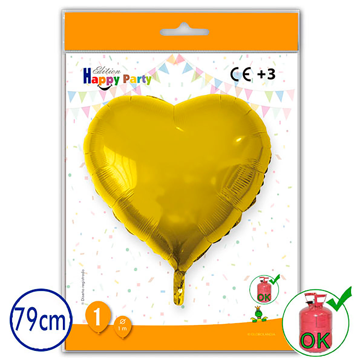Globo Poliamida Corazón Oro 79 cm
