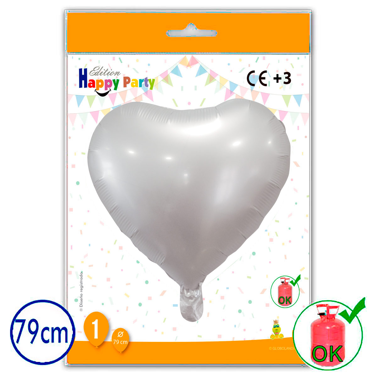Globo Corazón Poliamida Plata Perla 79 cm
