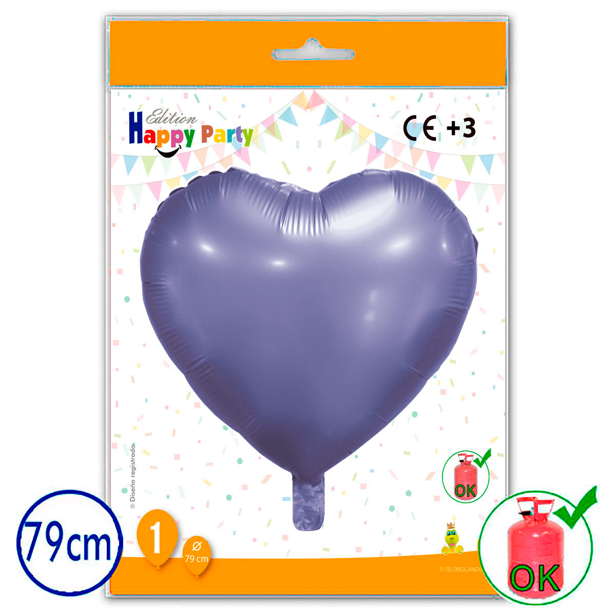 Globo Corazón Poliamida Lila 79 cm