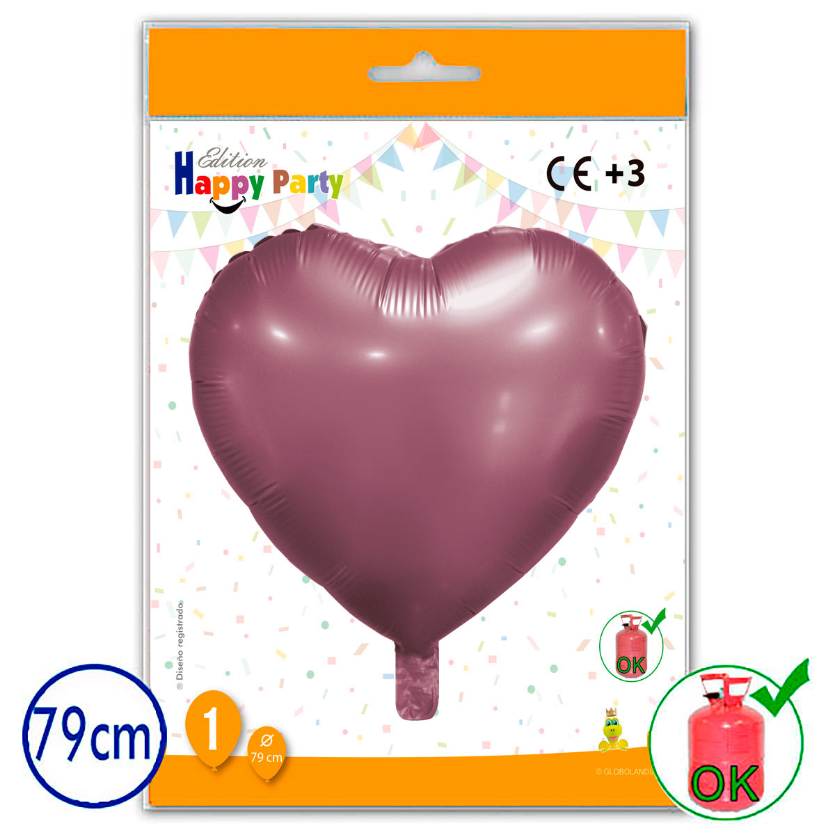 Globo Corazón Poliamida Burdeos 79 cm