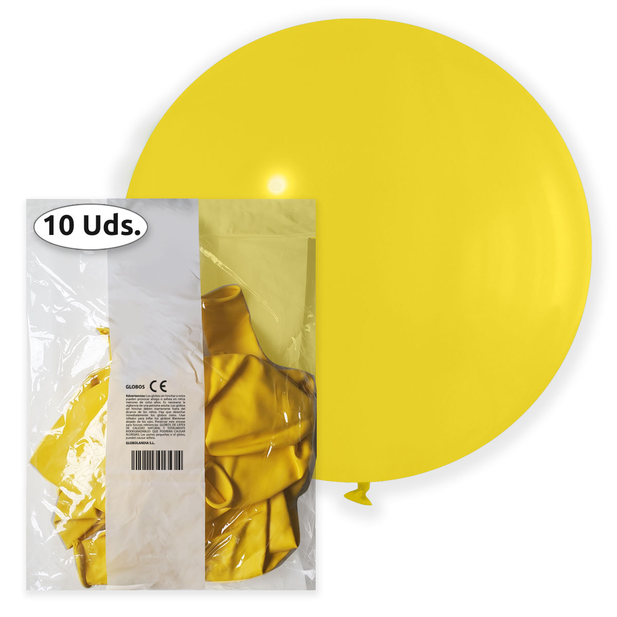 Globo gigante 80 cm látex amarillo pastel - Bolsa 10 uds.