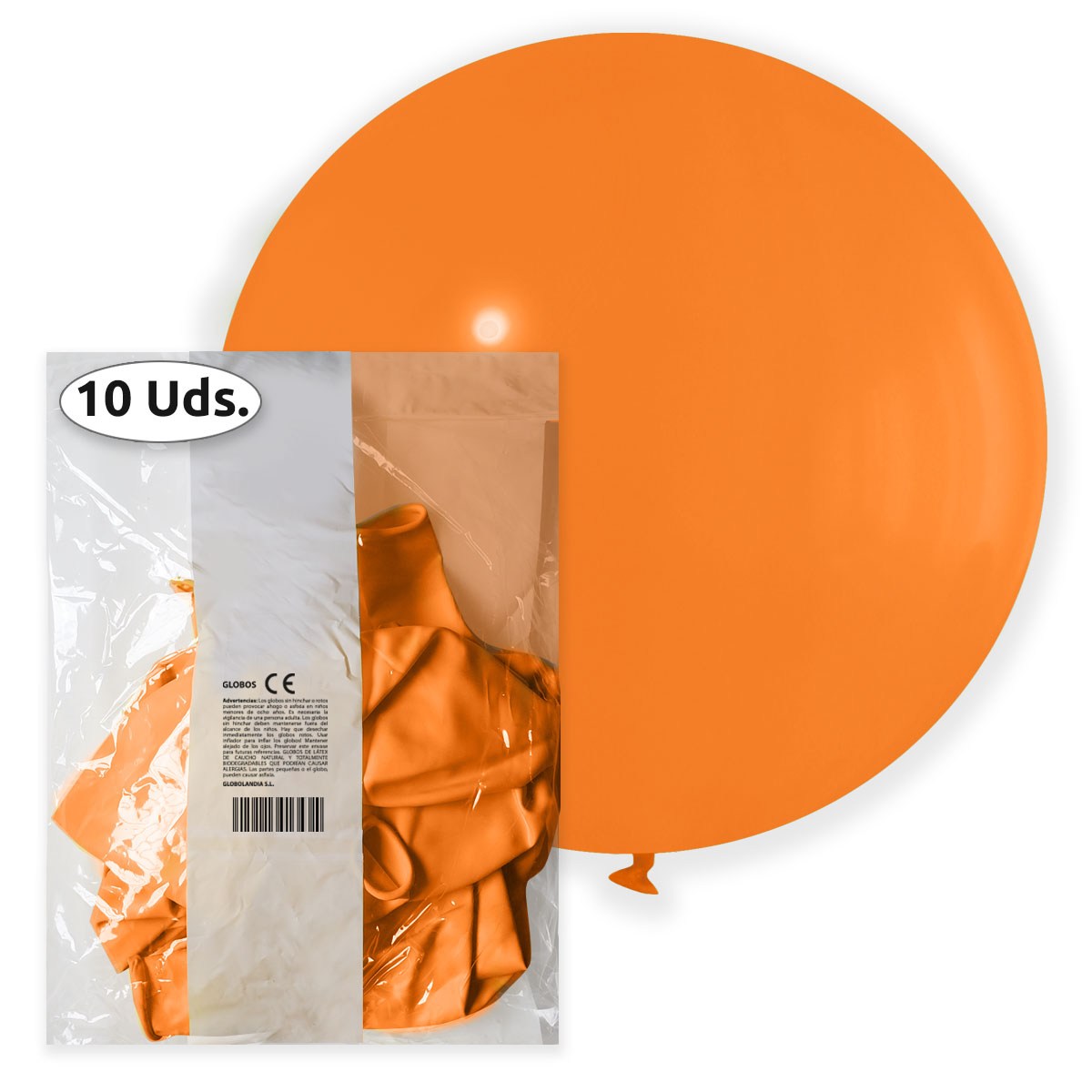 Globo Gigante 80 cm Látex Pastel Naranja - Bolsa 10 uds