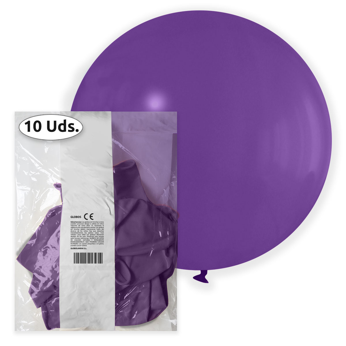 Globos gigantes 80 cm G30 pastel lila (bolsa de 10 uds.)