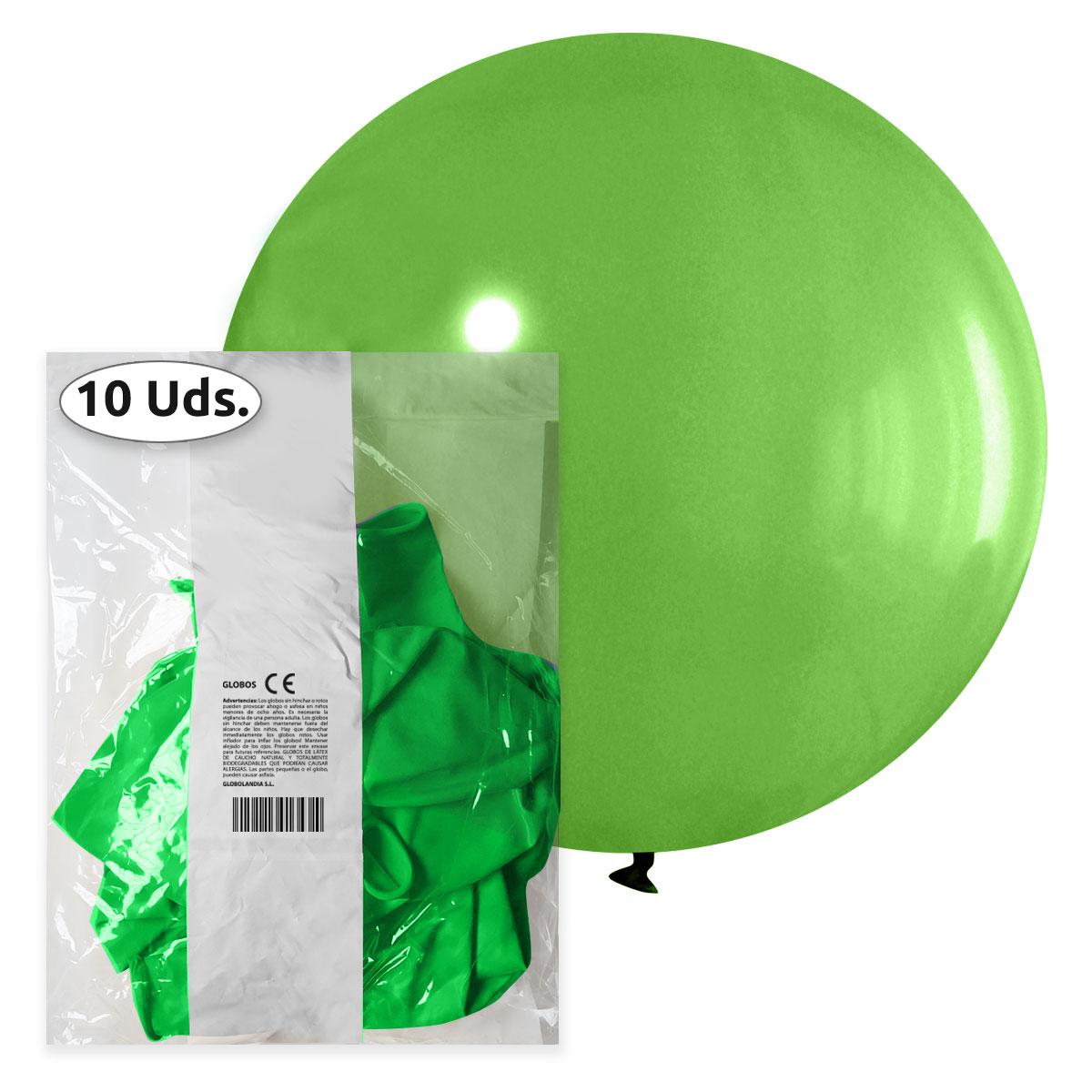Globo gigante 80 cm látex pastel verde - Bolsa 10 uds.