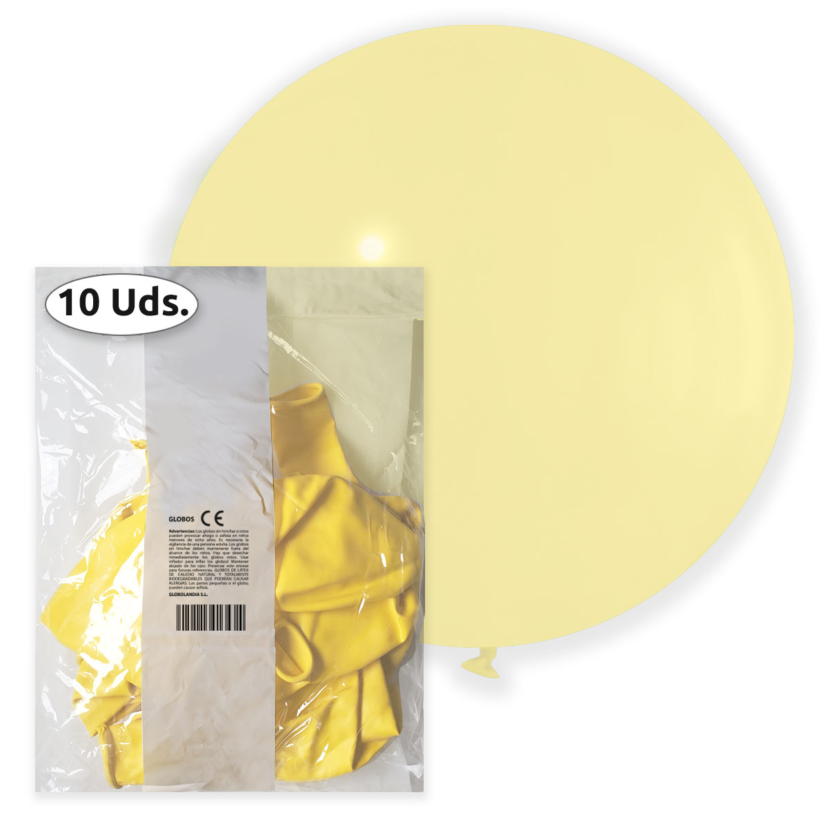 Globos gigantes 80 cm látex pastel mostaza — bolsa 10 uds.