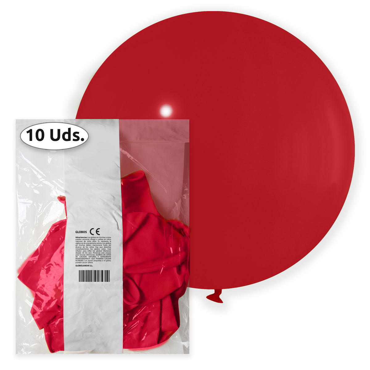 Globo Gigante Látex 80 cm Rojo Pastel - Bolsa 10 uds