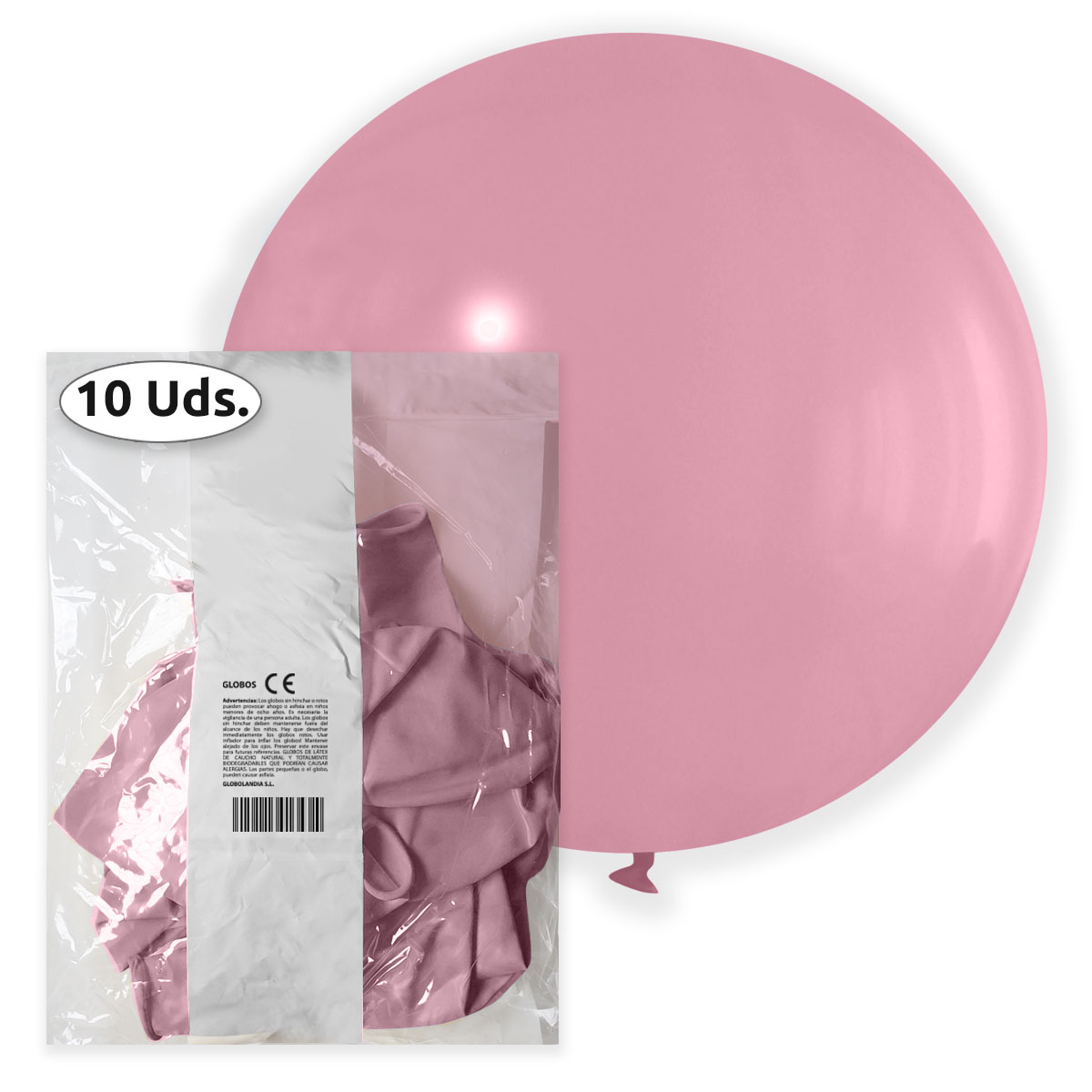 Globo gigante 80 cm látex pastel rosa bebé - Bolsa 10 uds.