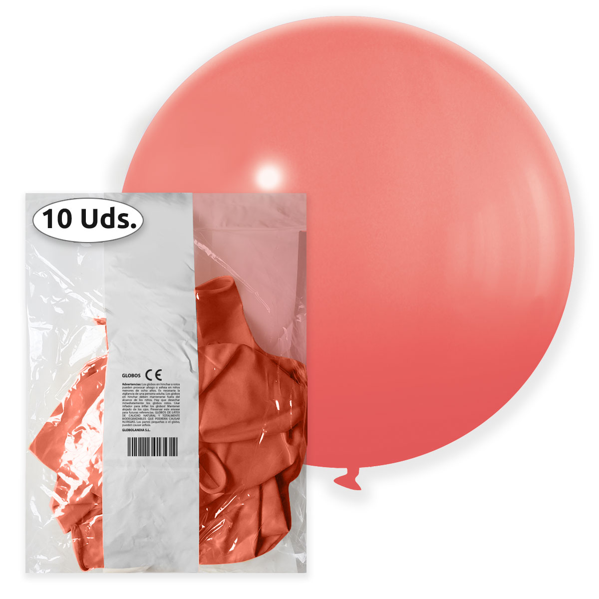 Globo gigante 80 cm látex pastel coral - Bolsa 10 uds.