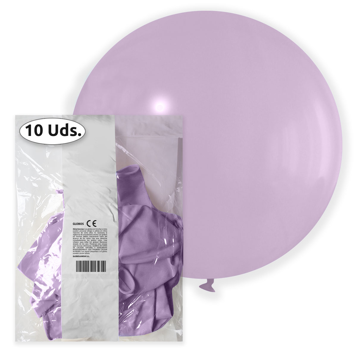 Globo gigante 80 cm látex pastel violeta - Bolsa 10 uds.