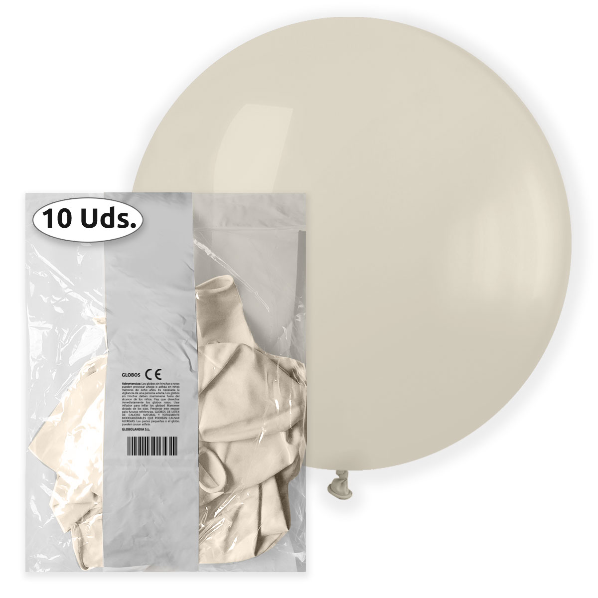 Globo gigante 80 cm látex pastel Latte marfil (bolsa 10 uds.)