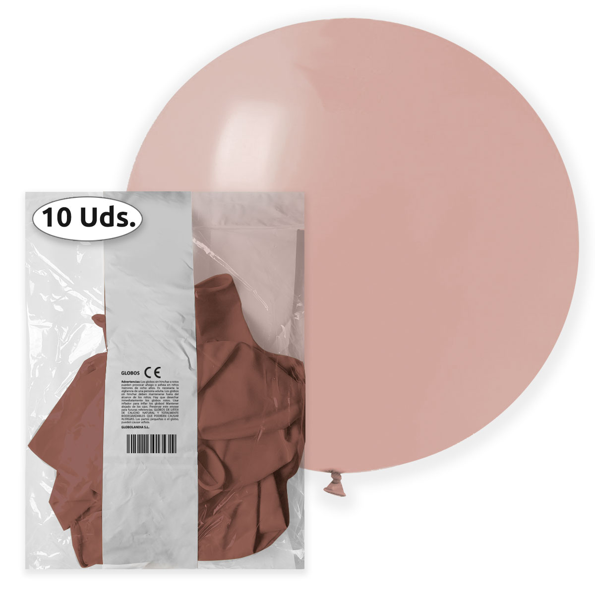 Globo Gigante 80 cm Látex Pastel Rosa Brumosa - Bolsa 10 uds.