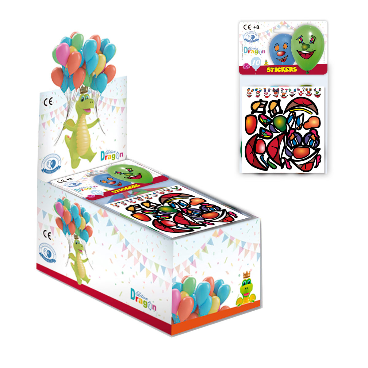 Globos 9" con pegatinas para caras, bolsa de 10