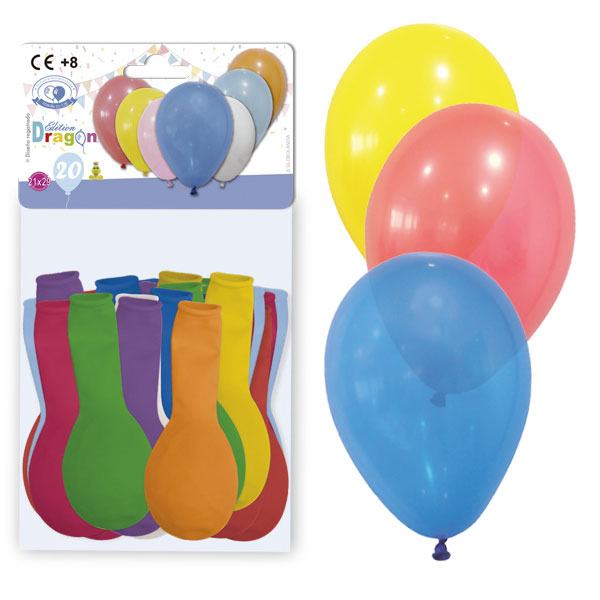 Bolsa 20 globos surtidos lisos con solapa