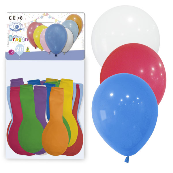 Globos de látex lisos redondos surtidos en bolsa con solapa
