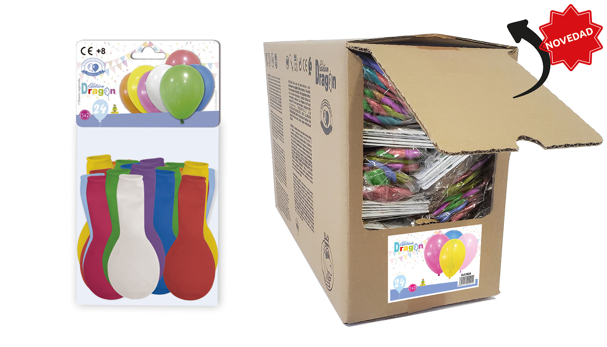 Bolsa 24 globos lisos surtidos Edition Dragon 21x29