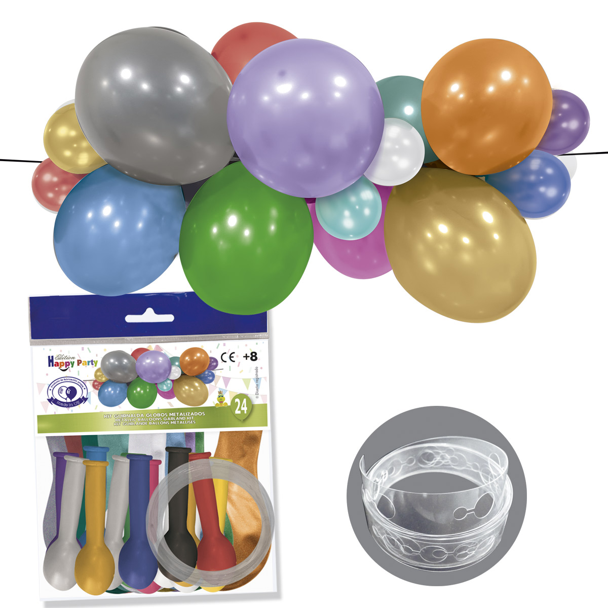 Kit guirnalda de globos metalizados 24 uds