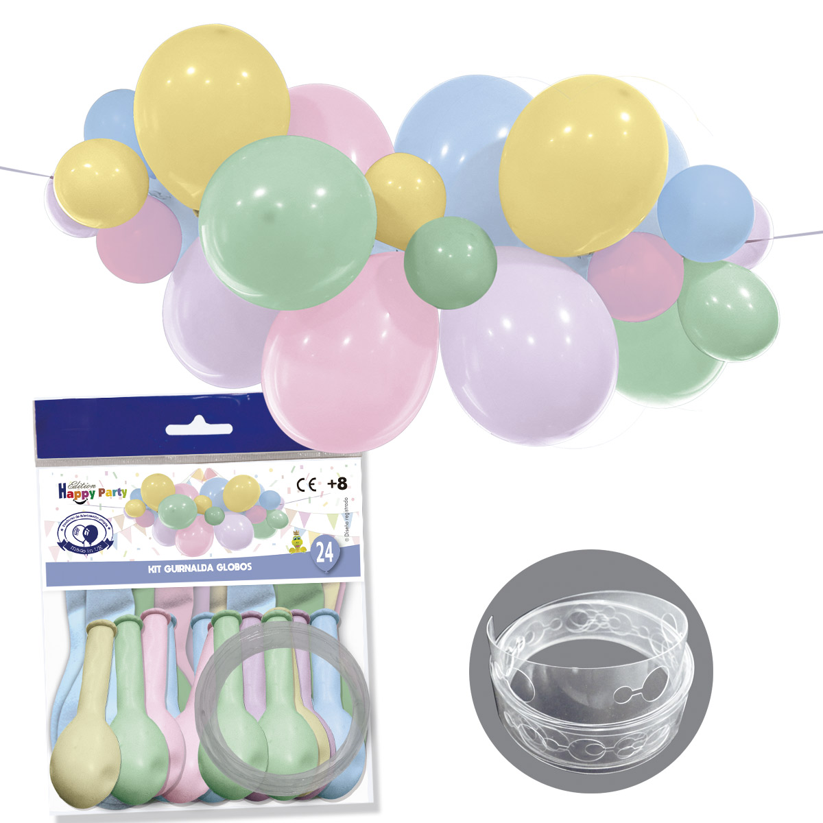 Kit guirnalda de globos pastel Baby Mix, 24 uds