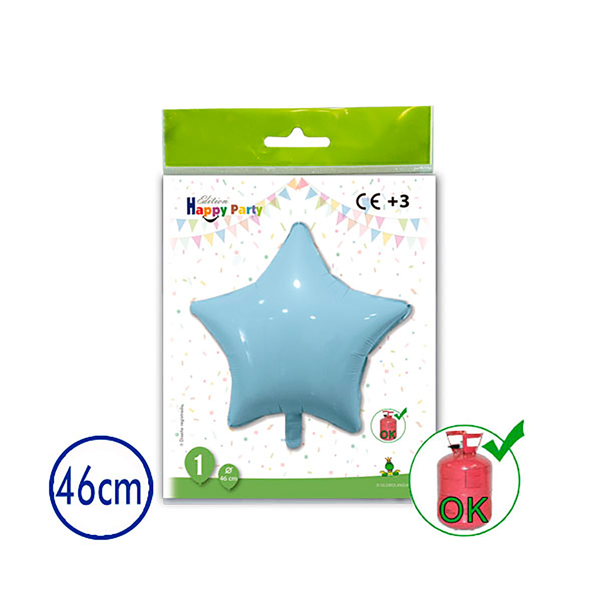 Globo poliamida estrella celeste 46 cm