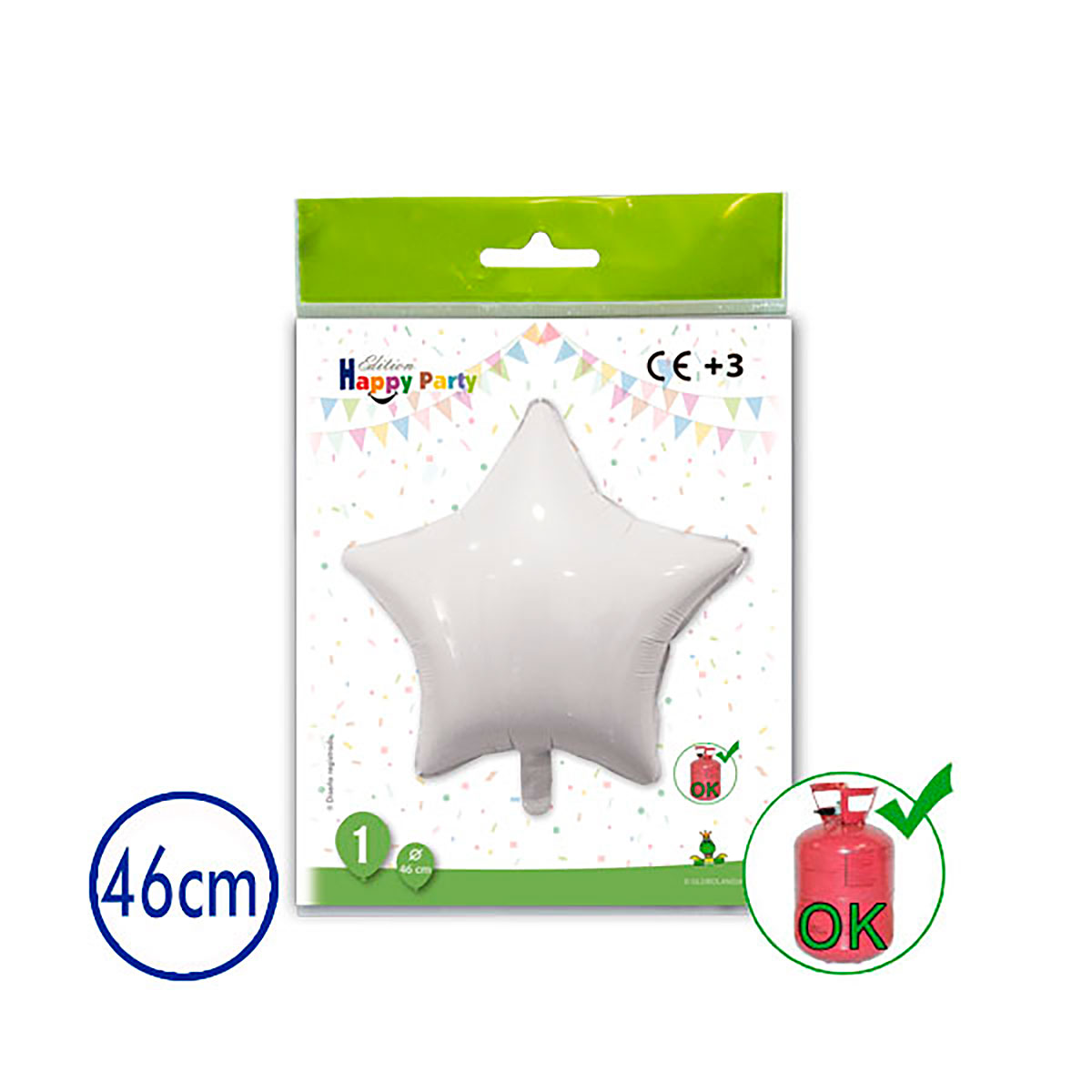 Globo estrella de poliamida blanco 46 cm
