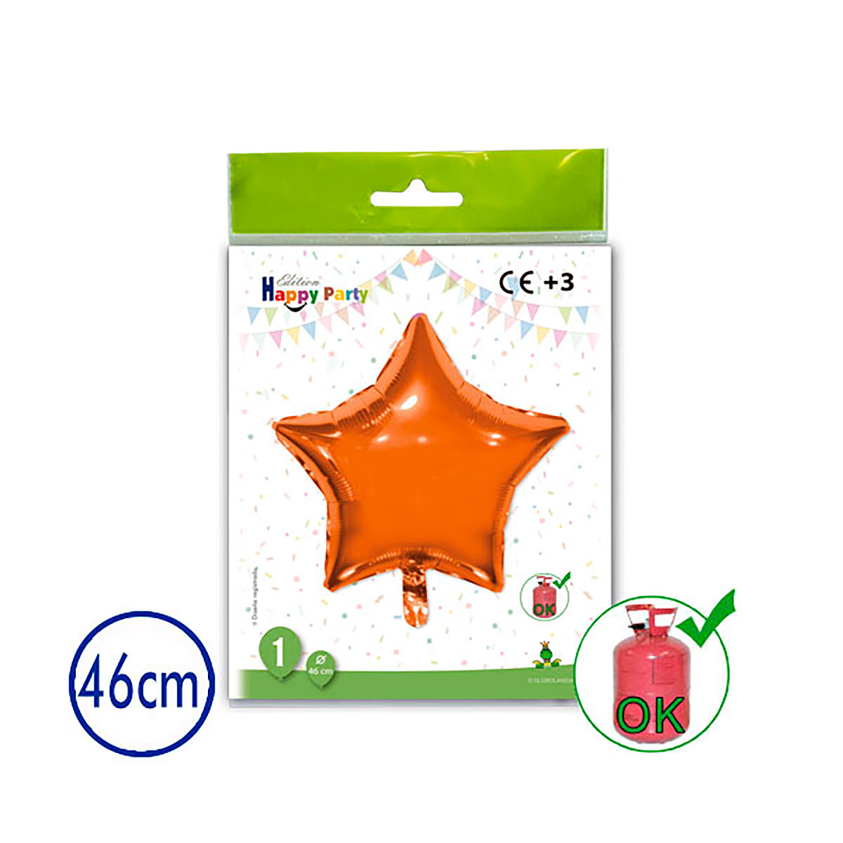 Globo Estrella Naranja Poliamida 46 cm – Bolsa de 1 ud.