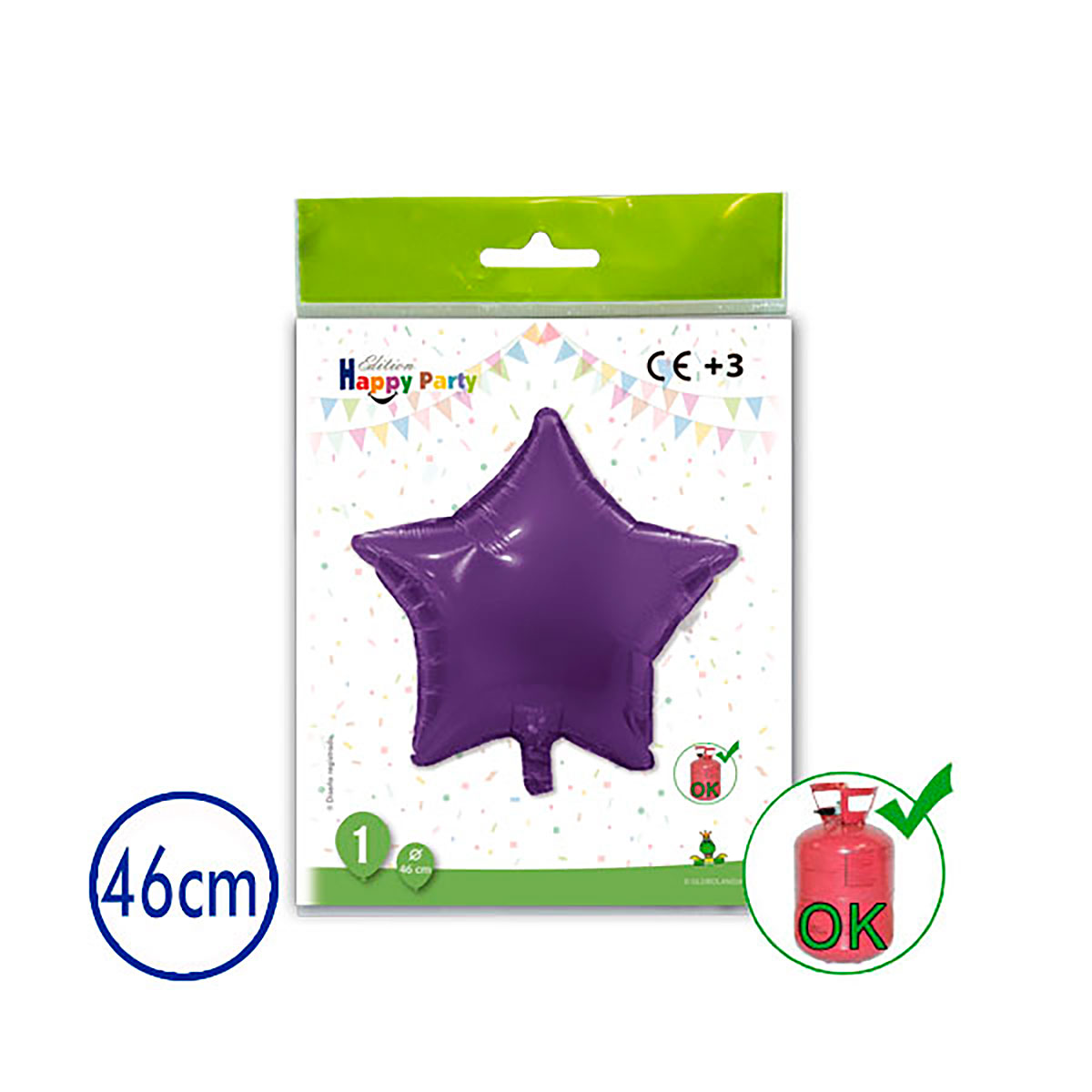 Globo estrella poliamida lila 46 cm