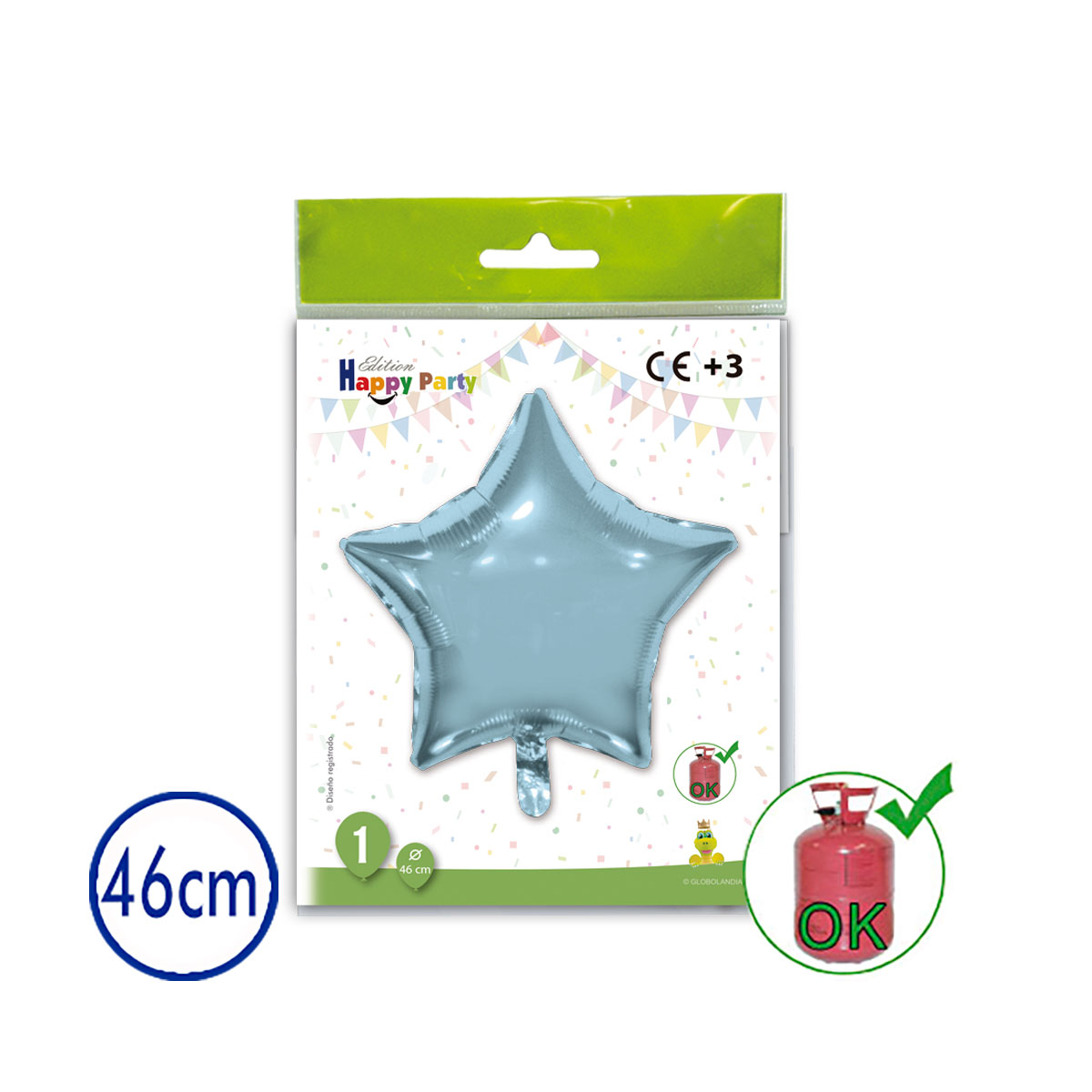 Globo estrella celeste 46 cm poliamida