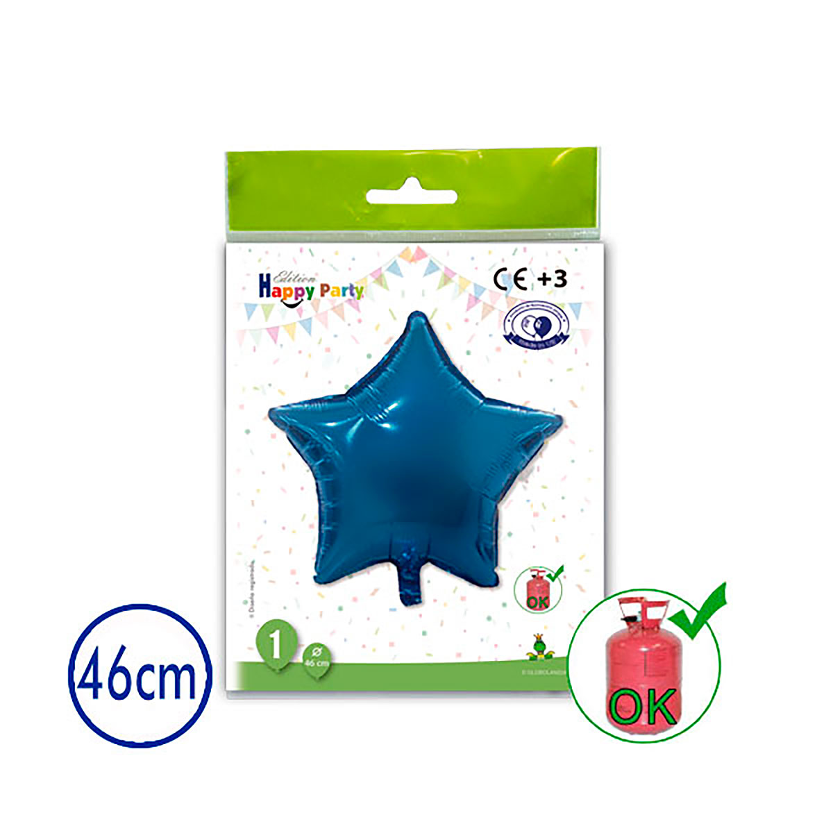 Globo de poliamida estrella azul 46 cm