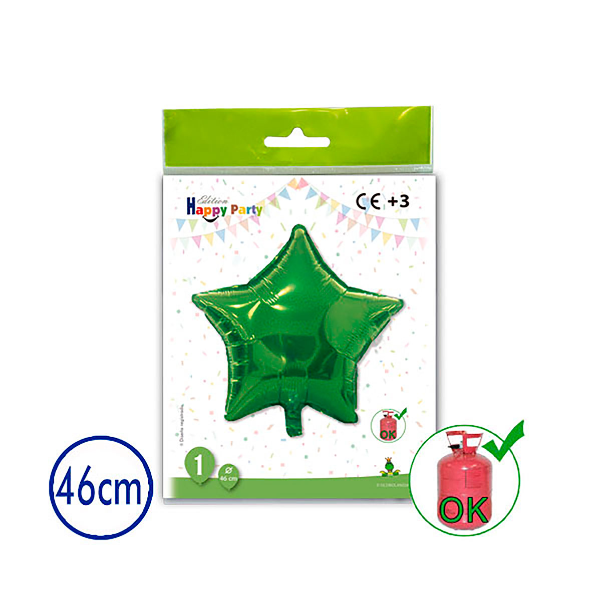 Globo estrella poliamida verde 46 cm