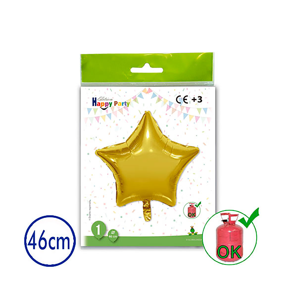 Globo Estrella Oro 46 cm Poliamida