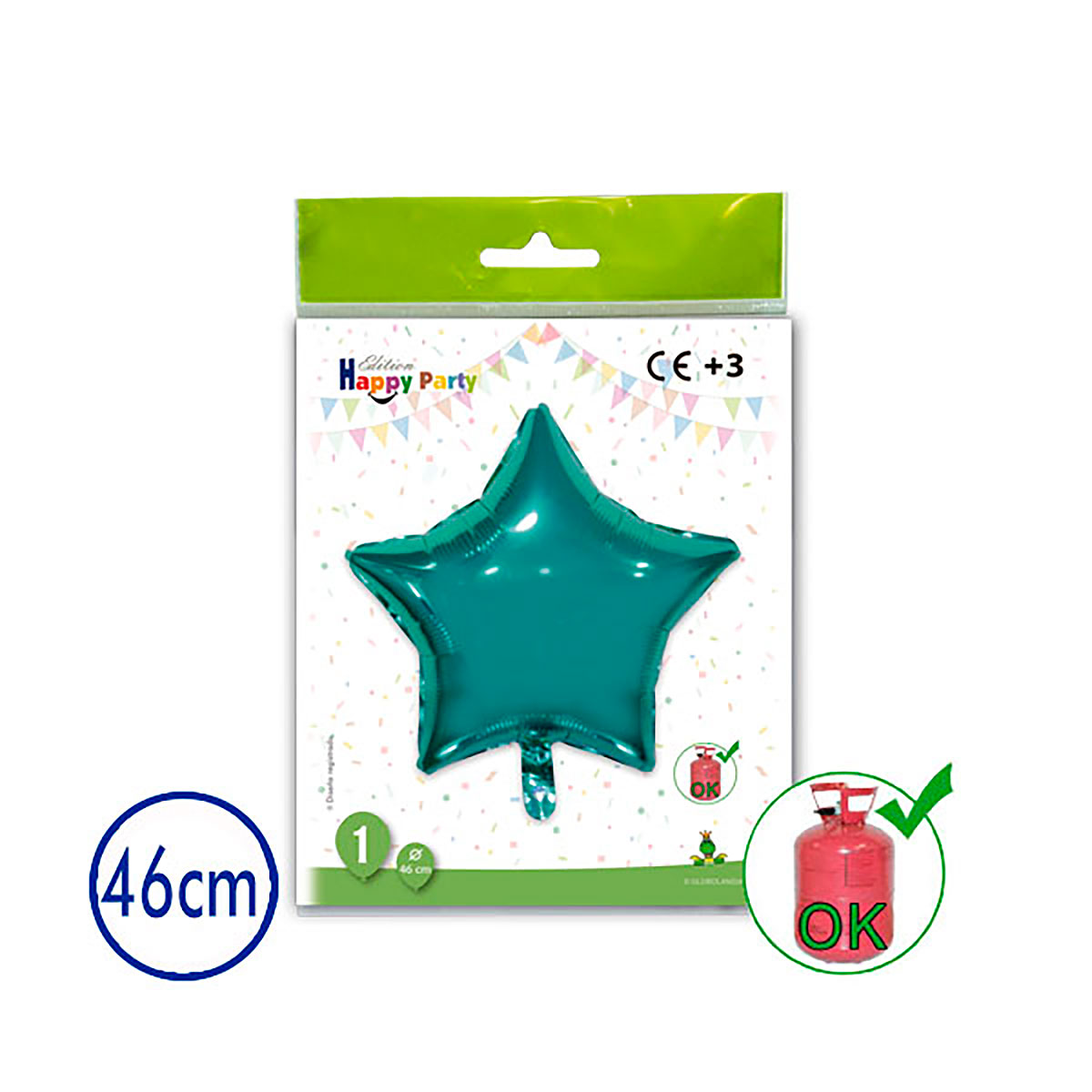 Globo de poliamida estrella agua marina 46 cm