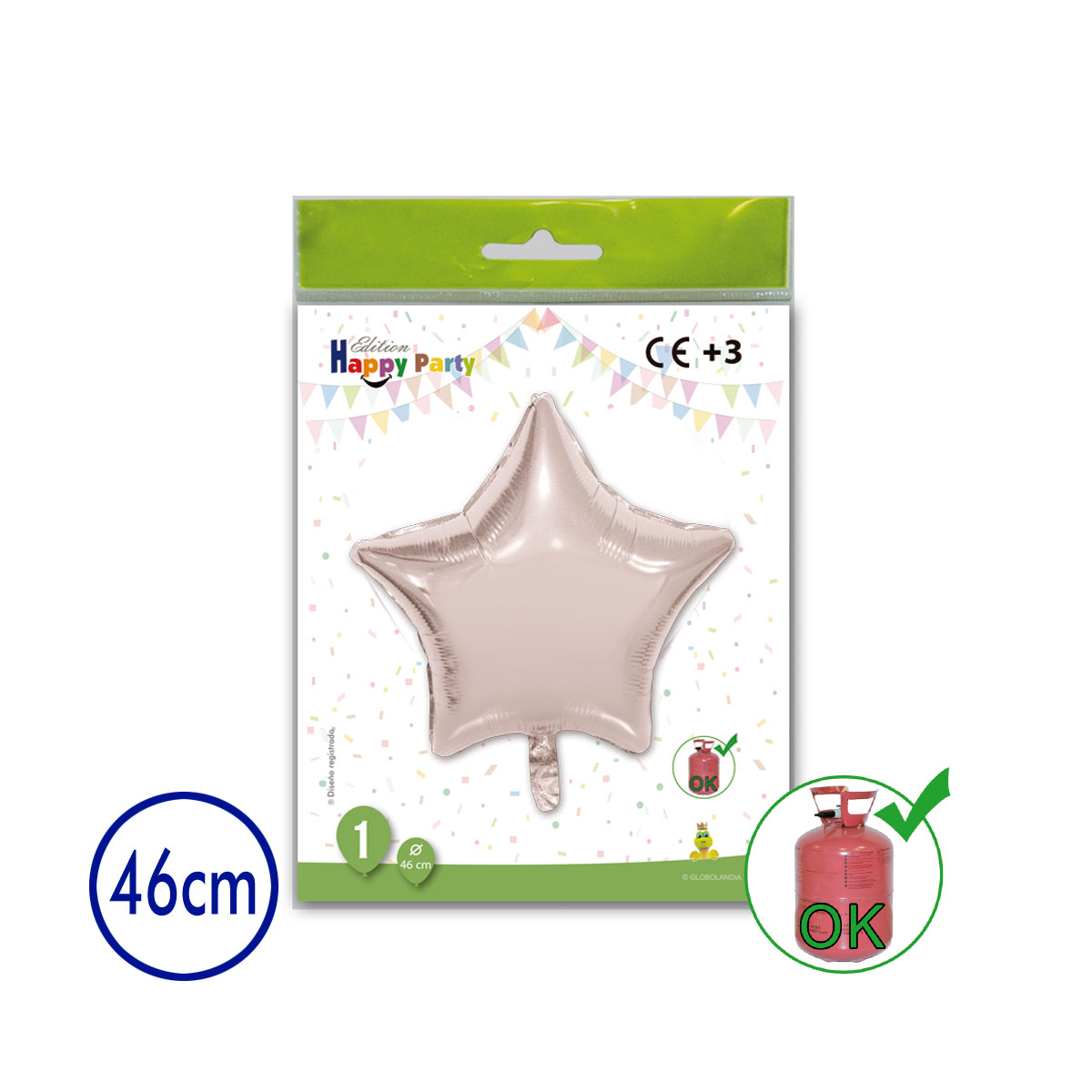 Globo Poliamida Estrella Oro Rosa 46 cm