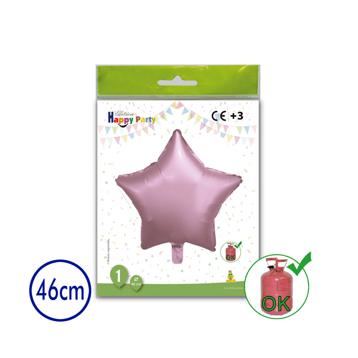 Globo Estrella Poliamida Rosa 46 cm