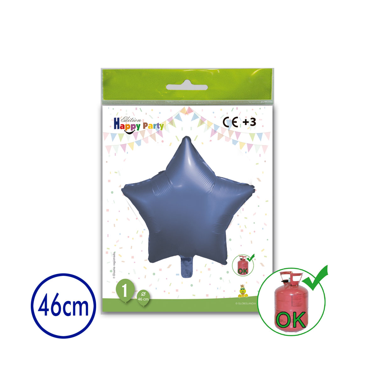 Globo poliamida estrella lila 46 cm